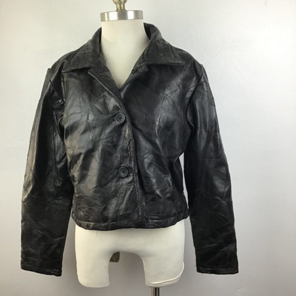 Italian Stone Design Genuine Leather Jacket Sz XL